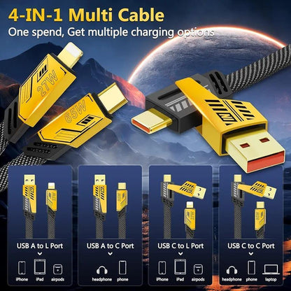 4 in 1 USB C Charging Cable Type-C Connector Nylon Braided PD Fast Charging