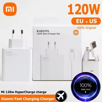 Original Xiaomi Branded 120w Eu Plug Qc 3.0 Fast Quick Wall Charger With Cable