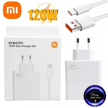 Original Xiaomi Branded 120w Eu Plug Qc 3.0 Fast Quick Wall Charger With Cable